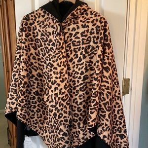 Reversible black/animal print cape